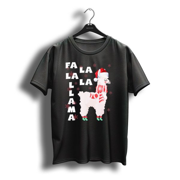 Fa La La La Llama Santa Christmas Fun With Festive Llama And Snowflakes T Shirt t shirt 1