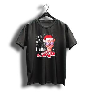 Fa La La Llama Christmas In Santa Hat With Gifts T-Shirt