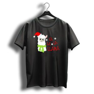 Fa La La Llama Christmas Santa Hat Alpaca T Shirt