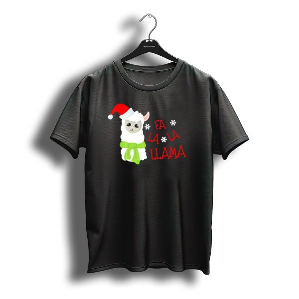 Fa La La Llama Christmas Santa Hat Alpaca T Shirt t shirt 1