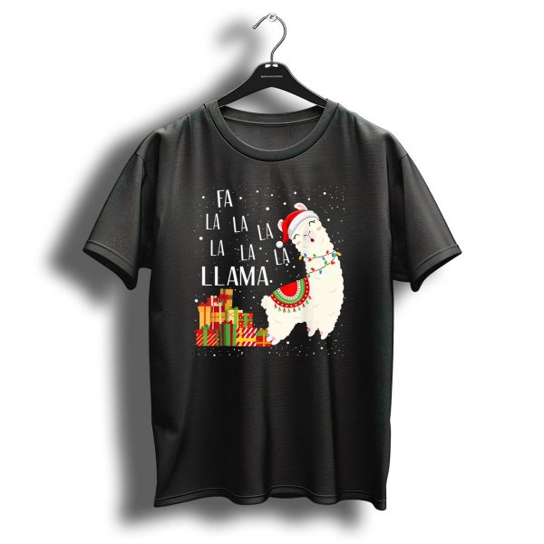 Fa La La Llama Christmas Santa Hat Gift Boxes T Shirt 1 t shirt 1