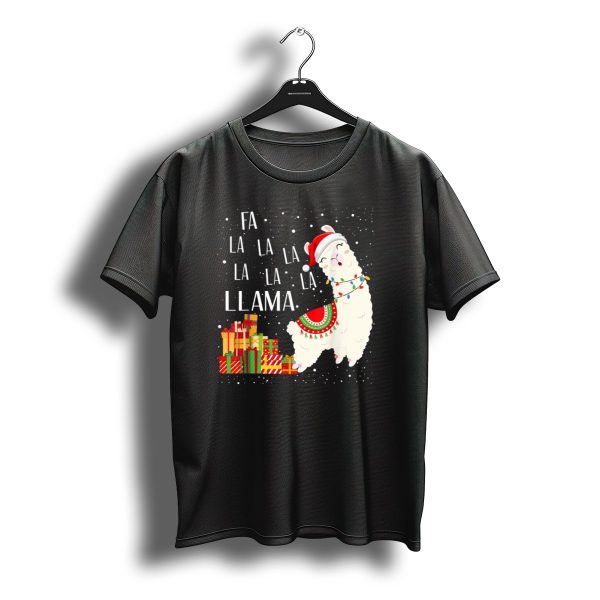 Fa La La Llama Christmas Santa Hat Gift Boxes T Shirt t shirt 1