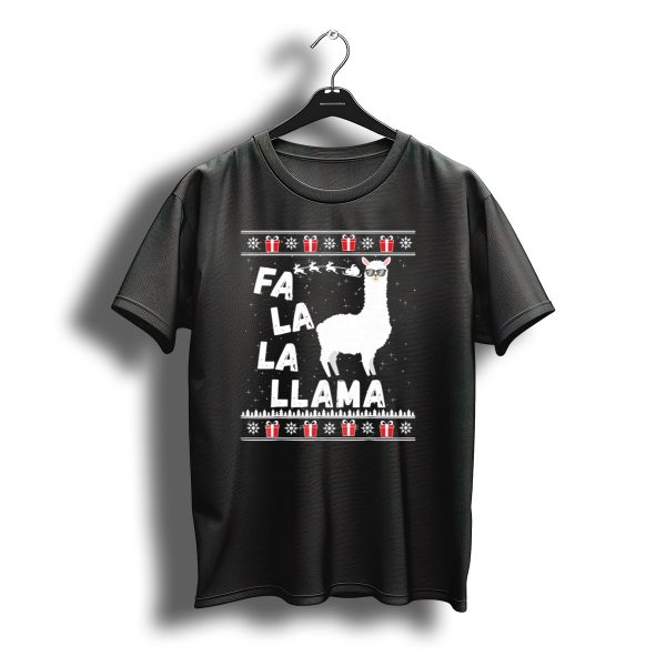 Fa La La Llama Christmas Uglysty Santa Sleigh Gifts Snowflakes T Shirt t shirt 1