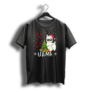 Fa La La Llama Llama Christmas Santa Hat Sunglasses Tree Presents T-Shirt