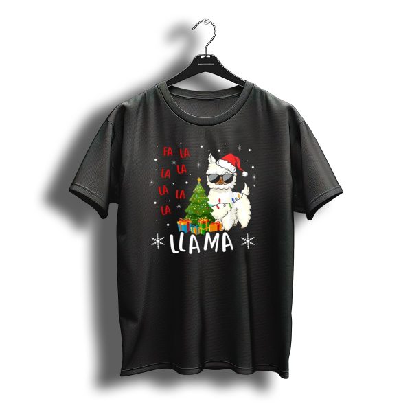 Fa La La Llama Llama Christmas Santa Hat Sunglasses Tree Presents T Shirt t shirt 1