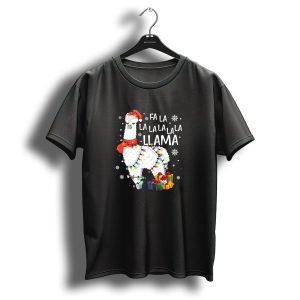 Fa La La Llama Merry Christmas Llama Lights Presents T Shirt