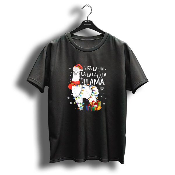 Fa La La Llama Merry Christmas Llama Lights Presents T Shirt 1 t shirt 1