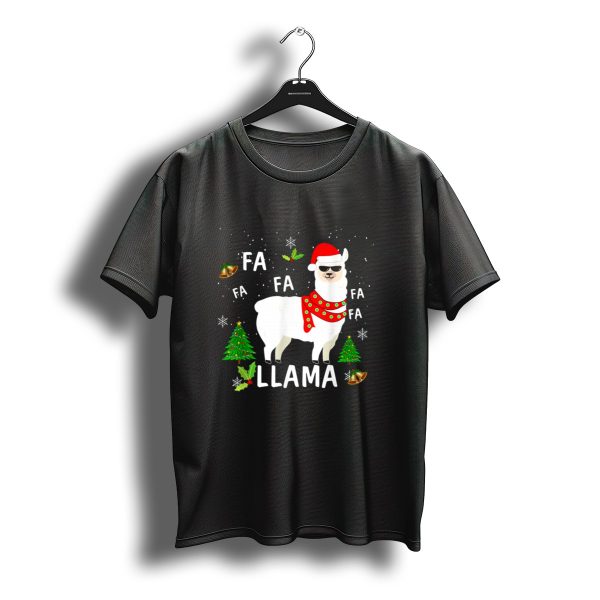 Fa La La Llama Santa Christmas Bells Trees Snowflakes T Shirt t shirt 1