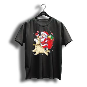 Fa La La Llama Santa Christmas Riding Llama With Candy Canes And Gifts T-Shirt