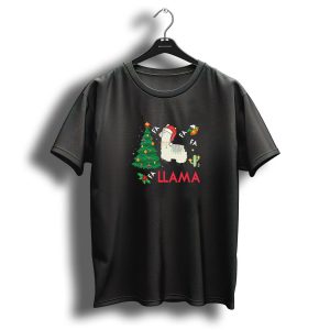 Fa La La Llama Santa Christmas Tree Festive Cactus T Shirt
