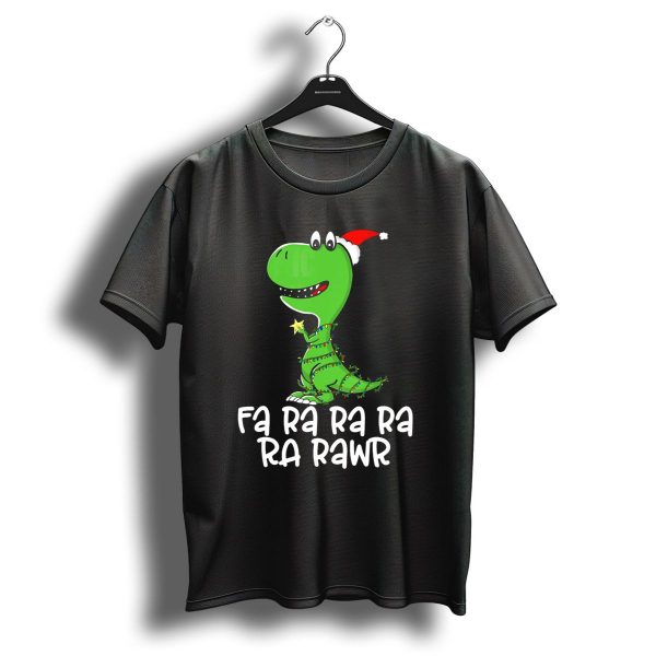Fa Ra Ra Ra Rawr Dinosaur Christmas Lights Santa Hat T Shirt 1 t shirt 1