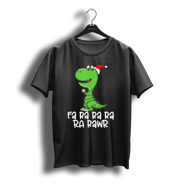 Fa Ra Ra Ra Rawr Dinosaur Christmas Lights Santa Hat T Shirt t shirt 1