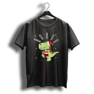 Fa Ra Ra Ra Rawr Raaawr Trex Christmas Dinosaur Santa Hat T Shirt