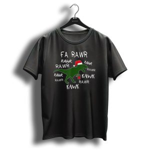 Fa Rawr Rawr Dinosaur Christmas Trex Holiday Santa Hat Present T Shirt