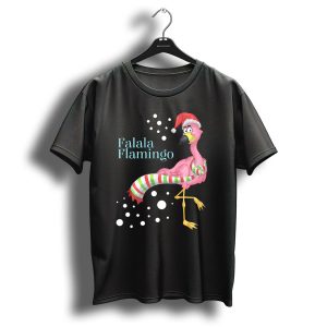 Falala Flamingo Santa Hat Christmas Holiday T Shirt