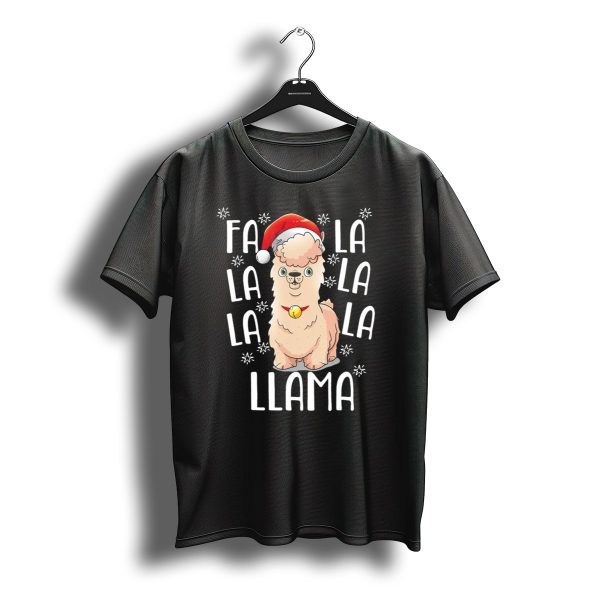 Falalala Llama Christmas Carol With Santa Hat And Bell T Shirt t shirt 1