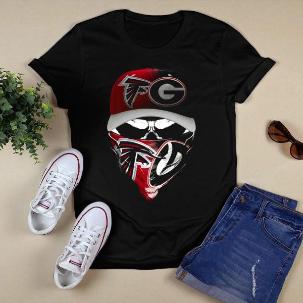 Falcons Georgia Bulldogs Skull Bandana Cap Combo T Shirt 1