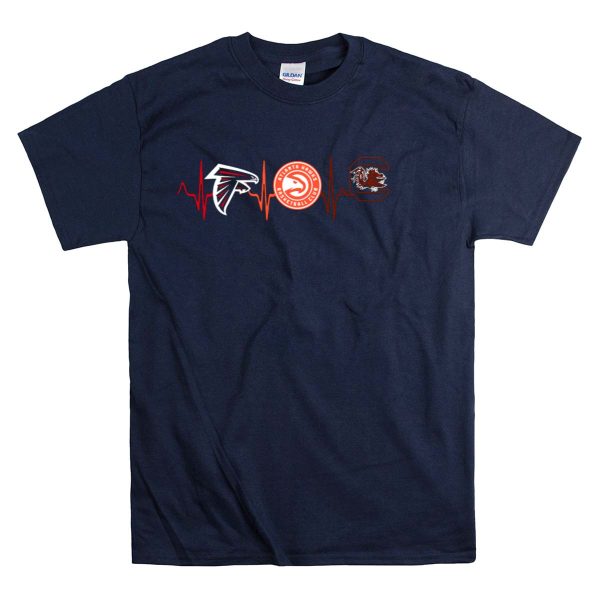 Falcons Hawks South Carolina Gamecocks Heartbeat T Shirt 1 Navy