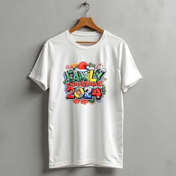 Family Christmas 2024 Santa Hat Candy Canes Ornaments Snowflakes T Shirt 1 t shirt 1