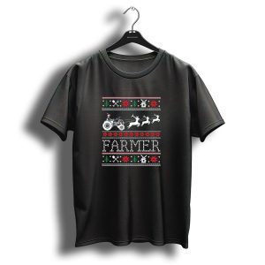 Farmer Christmas Tractor And Reindeer Ugly T Shirt
