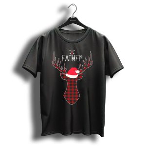 Father Christmas Buck Buffalo Plaid Family Deer T Shirt