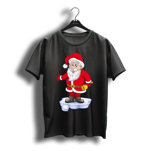 Father Christmas Santa Claus Holding Xmas Bells On Ice Patch T Shirt t shirt 1