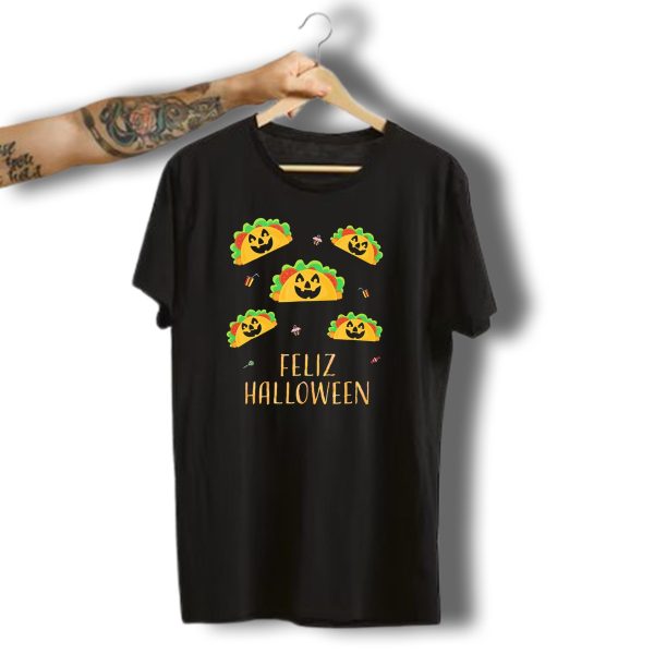 Feliz Halloween Mexican Taco Pumpkins T Shirt t shirt 1