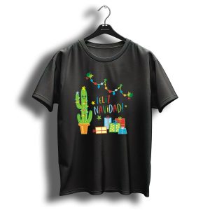 Feliz Navidad Cactus With Christmas Lights And Gifts T Shirt