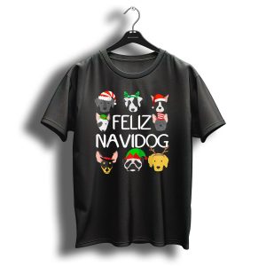 Feliz Navidad Navidog Santa Hats Christmas Dogs T Shirt