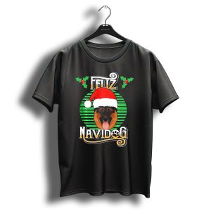 Feliz Navidog German Shepherd Santa Hat Holly Christmas T Shirt