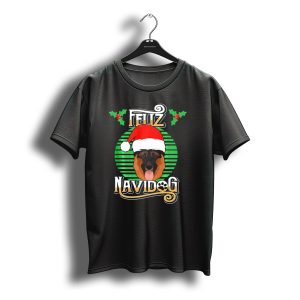 Feliz Navidog German Shepherd Santa Hat Holly Christmas T-Shirt