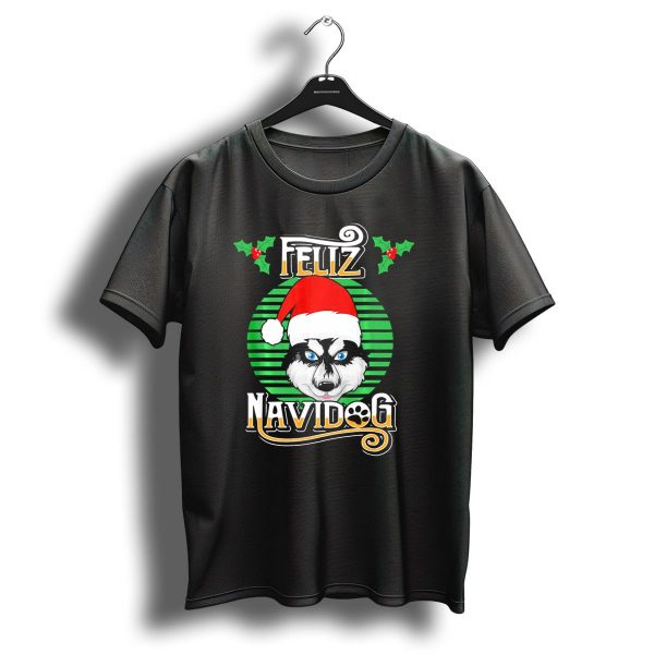 Feliz Navidog Husky Dog Merry Christmas Holiday T Shirt 1 t shirt 1