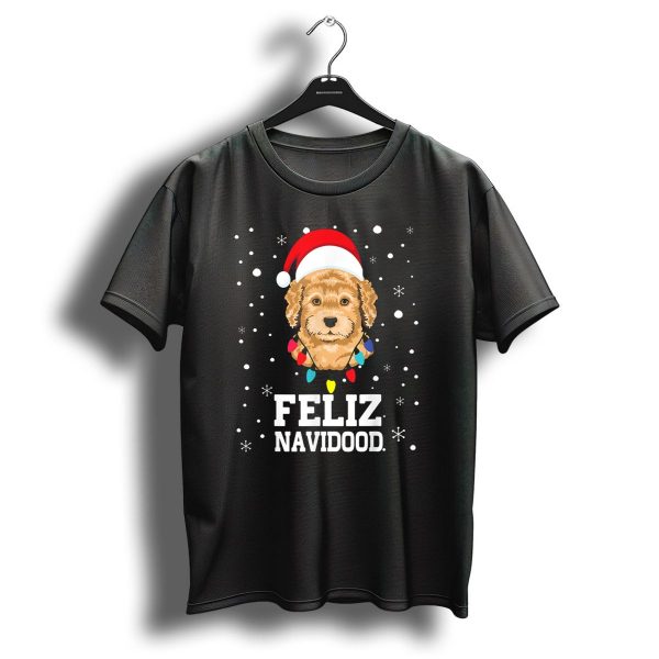 Feliz Navidood Goldendoodle Labradoodle Christmas Lights Santa Hat T Shirt 1 t shirt 1