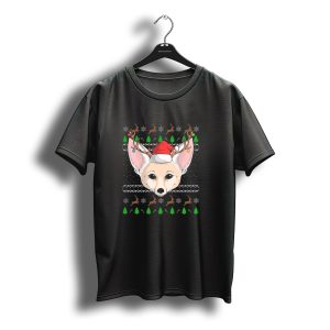Fennec Fox Santa Claus Hat Christmas Reindeer Ugly Sweater Look T-Shirt