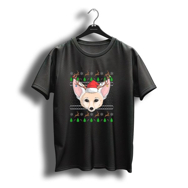 Fennec Fox Santa Claus Hat Christmas Reindeer Ugly Sweater Look T Shirt t shirt 1
