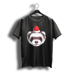 Ferret Santa Claus Hat Christmas Holiday Festive Headwear T-Shirt