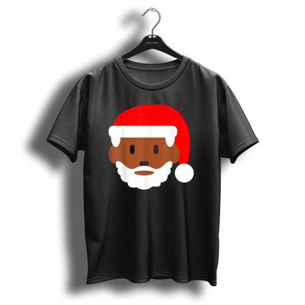 Festive Black Merry Christmas Santa Face Emoji Santa Hat T Shirt 1 t shirt 1
