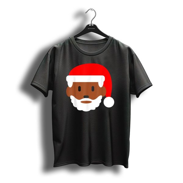 Festive Black Merry Christmas Santa Face Emoji Santa Hat T Shirt t shirt 1