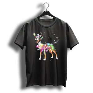 Festive Catahoula Leopard Dog With Christmas Lights And Reindeer Antlers T-Shirt