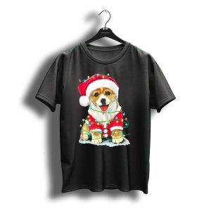 Festive Christmas Corgi Santa With Holiday Lights Corgmas San T-Shirt