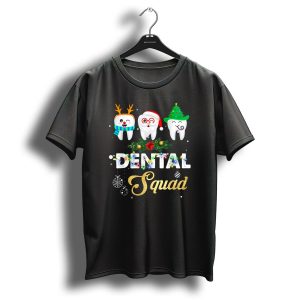 Festive Christmas Dental Squad Funny Dentist Hygienist Tooth Characters T-Shirt