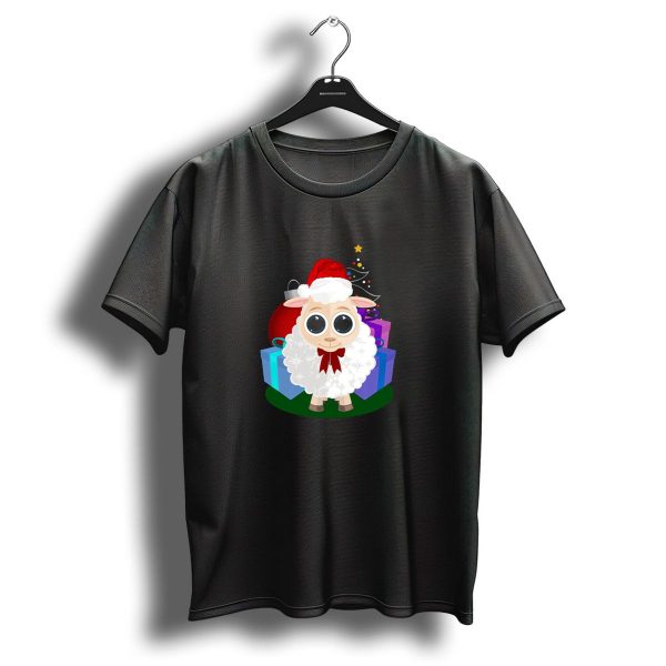 Festive Christmas Sheep With Santa Hat And Gifts T Shirt 1 t shirt 1