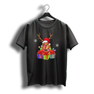 Festive Cocker Spaniel Christmas Antlers Santa Hat Light Gifts T-Shirt