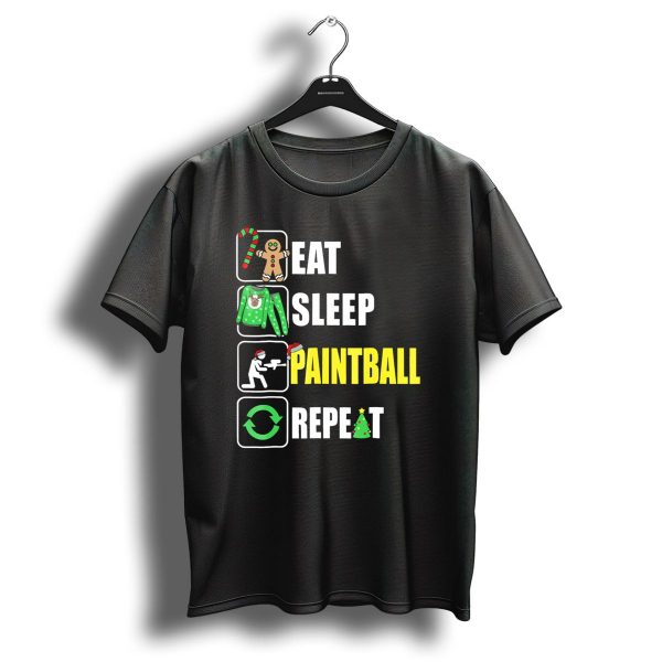 Festive Eat Sleep Paintball Repeat Christmas T Shirt 1 t shirt 1