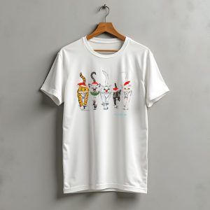 Festive Florida 90S Christmas Cats Holiday Santa Hats And Reindeer Antlers T-Shirt