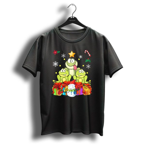 Festive Frog Trio Christmas Tree Snowman Gifts Cute Decor T Shirt 1 t shirt 1