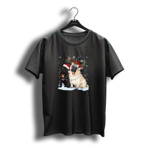 Festive Pug Christmas With Santa Hats And Reindeer Antlers T-Shirt
