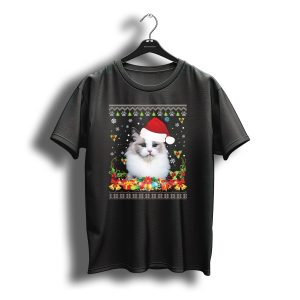 Festive Ragdoll Cat With Santa Hat And Christmas Decorations T-Shirt