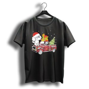 Festive Santa Poodle On Holiday Pickup Truck With Christmas Tree And Gifts T Shirt