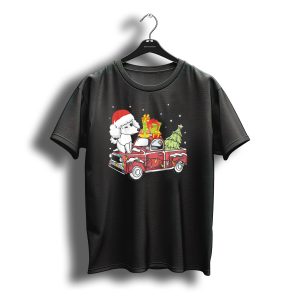 Festive Santa Poodle On Holiday Pickup Truck With Christmas Tree And Gifts T-Shirt